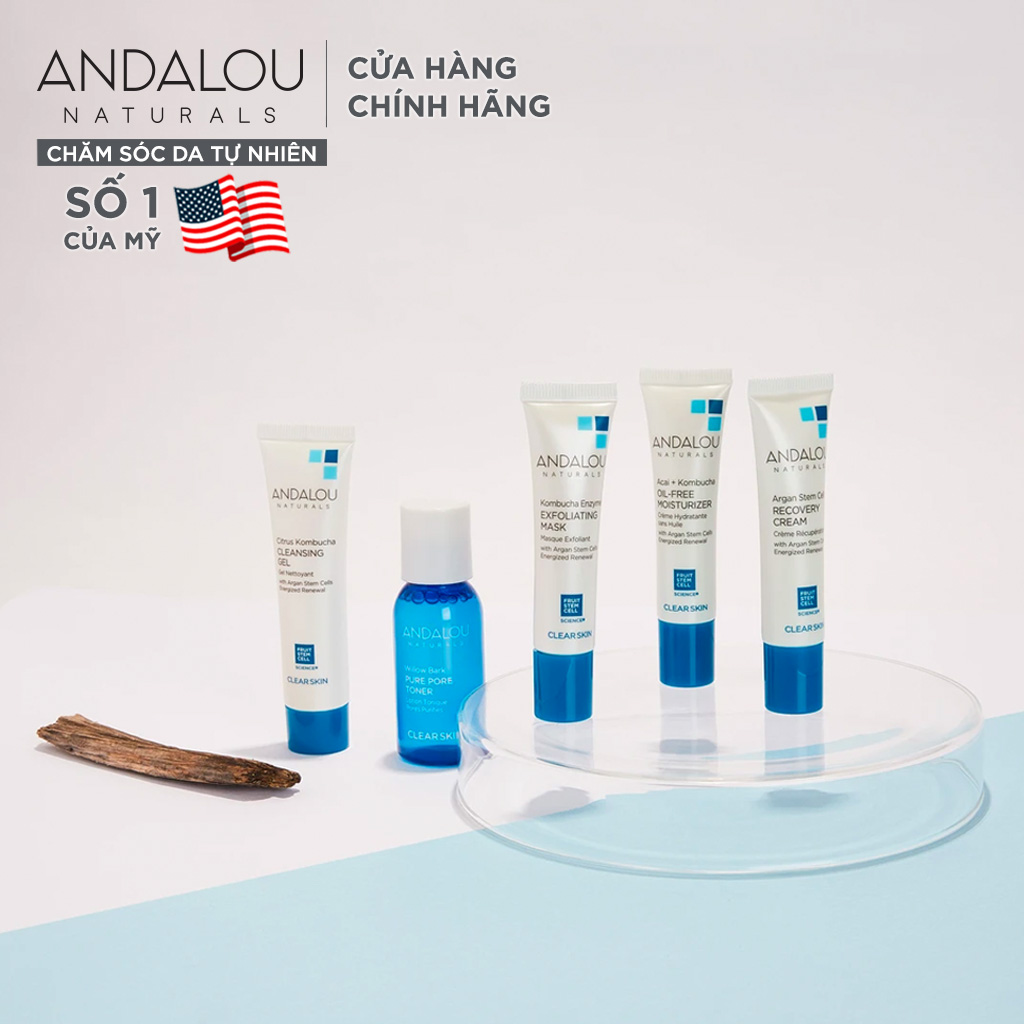 Bộ Kit 5 Bước Chăm Sóc Da Dầu Mini Andalou Naturals Clear Skin Get Started Kit