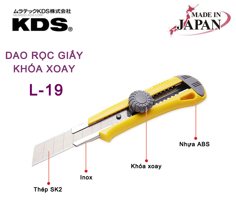 DAO RỌC GIẤY KHÓA XOAY KDS L-19