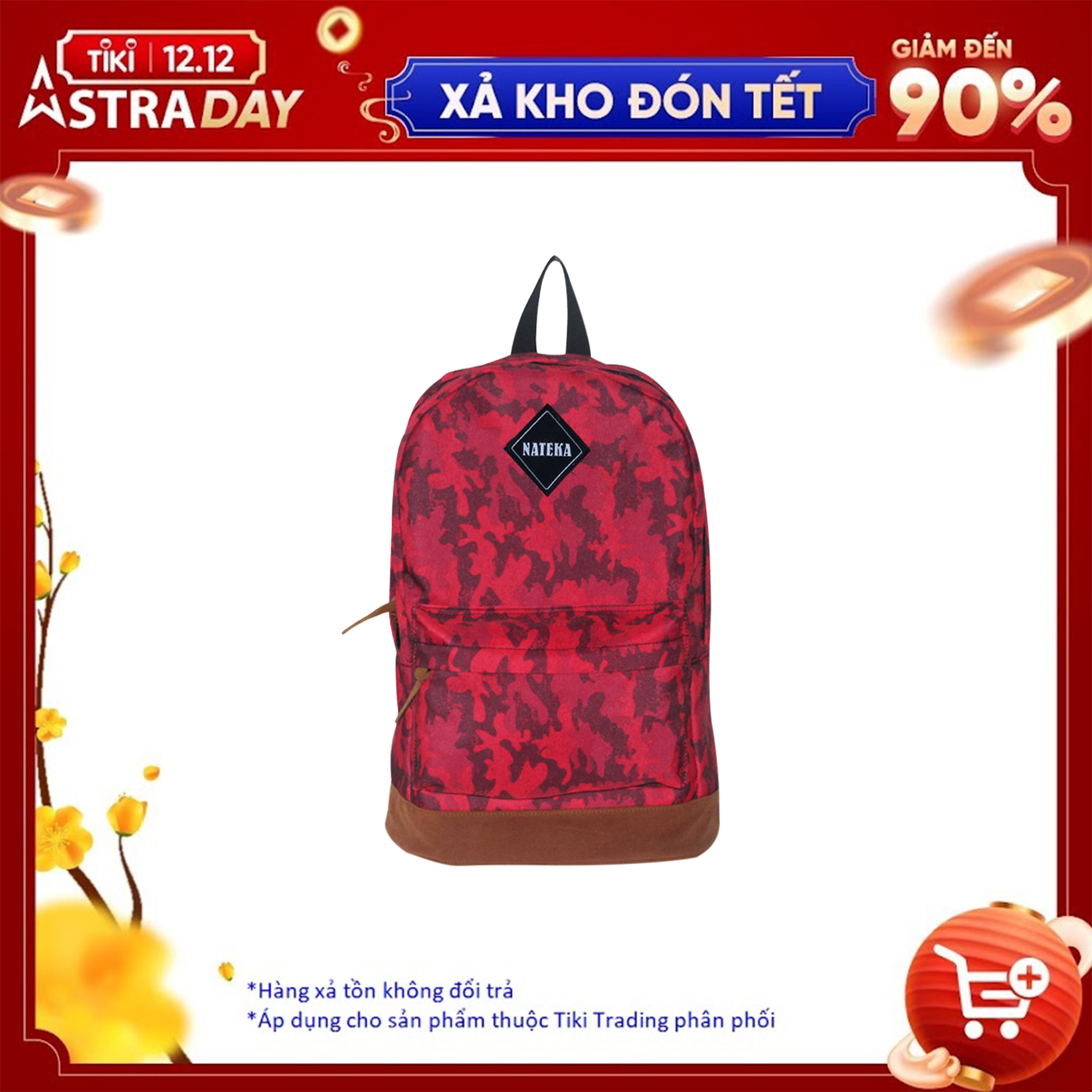 Balo Họa Tiết Rằn Ri Nateka 102 (40 x 26 cm) - Đỏ