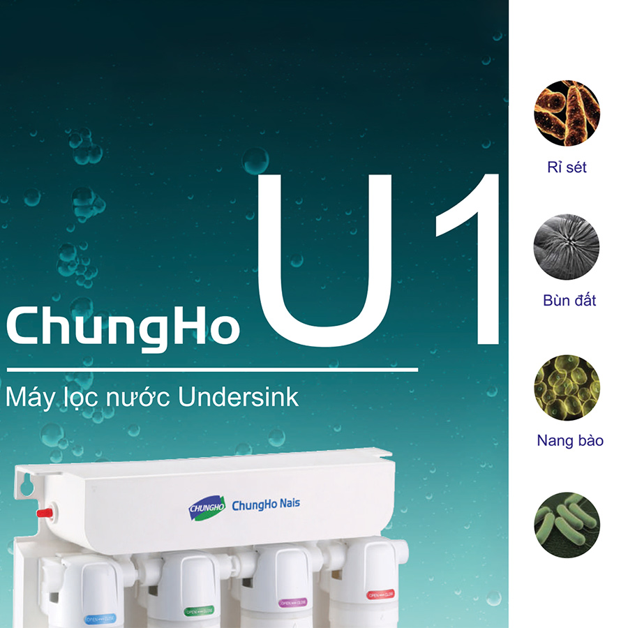 Máy Lọc Nước Không Điện Lắp Dưới Tủ Bếp ChungHo U1 - 4 bước lọc UF - Model UF1 - Hàng nhập khẩu