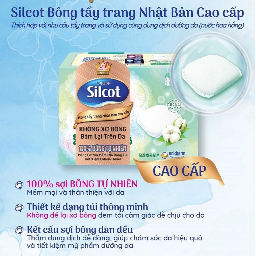 Bộ 4 hộp bông tẩy trang cao cấp Silcot Premium (66 miếng/hộp)