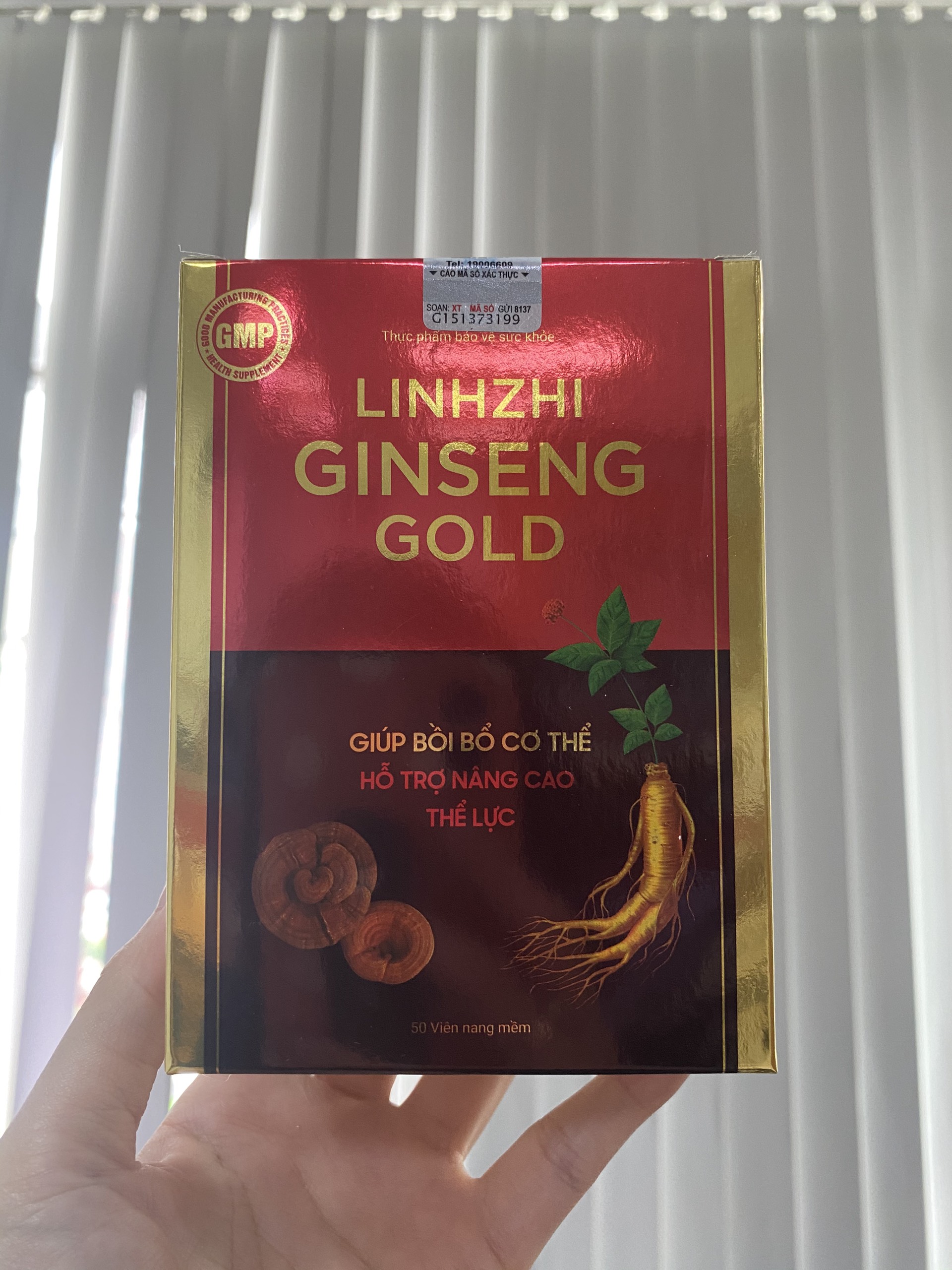 Linhzhi Ginseng Gold - Giúp bồi bổ cơ thể, hỗ trợ nâng cao thể lực, tăng cường sức đề kháng, hỗ trợ giảm mệt mỏi, suy nhược cơ thể - Hộp 50 viên nang mềm