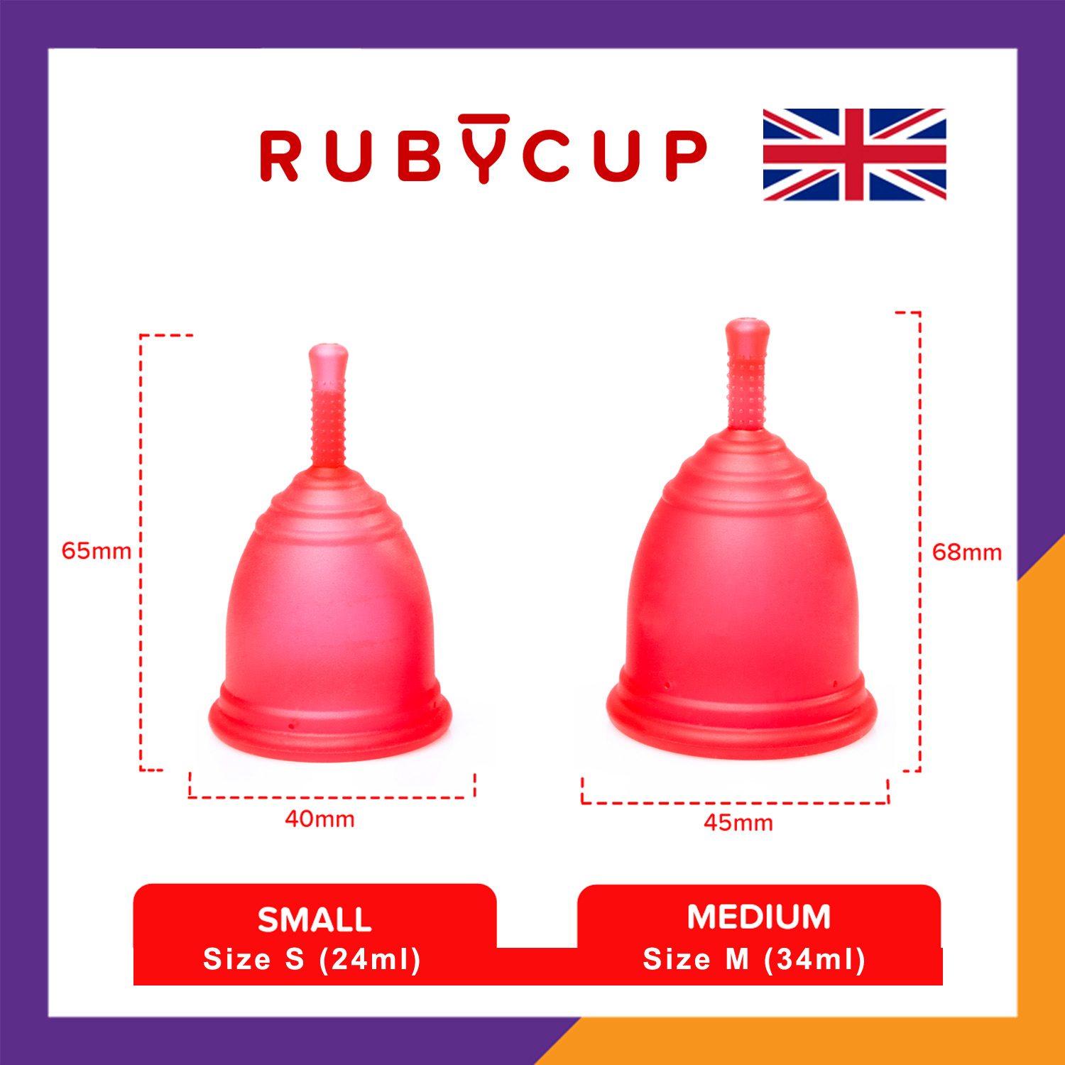 Cốc Nguyệt San Ruby Cup Anh Màu Đỏ Size S 24ml - Độ Mềm Phù Hợp Phụ Nữ Việt - Vật liệu 100% Sillicon Y Tế Đạt Tiêu Chuẩn FDA – Hàng Chính Hãng Thương Hiệu Được Yêu Thích Tại Anh Và Hơn 36 Quốc Gia - Ruby Cup Red S