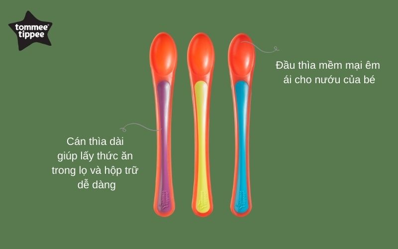 Thìa ăn dặm có báo nhiệt cho bé Tommee Tippee Heat Sensing từ 4 tháng (set 2 thìa) - Tím/Xanh dương