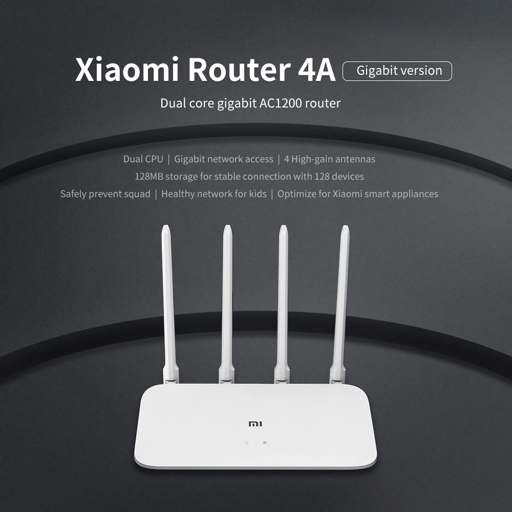 Bộ Phát Wifi Xiaomi Router 4A Gigabit Công Suất 2.4 GHz và 5 Ghz 4 Angten 16MB ROM 128 RAM DDR3 - Hàng nhập khẩu