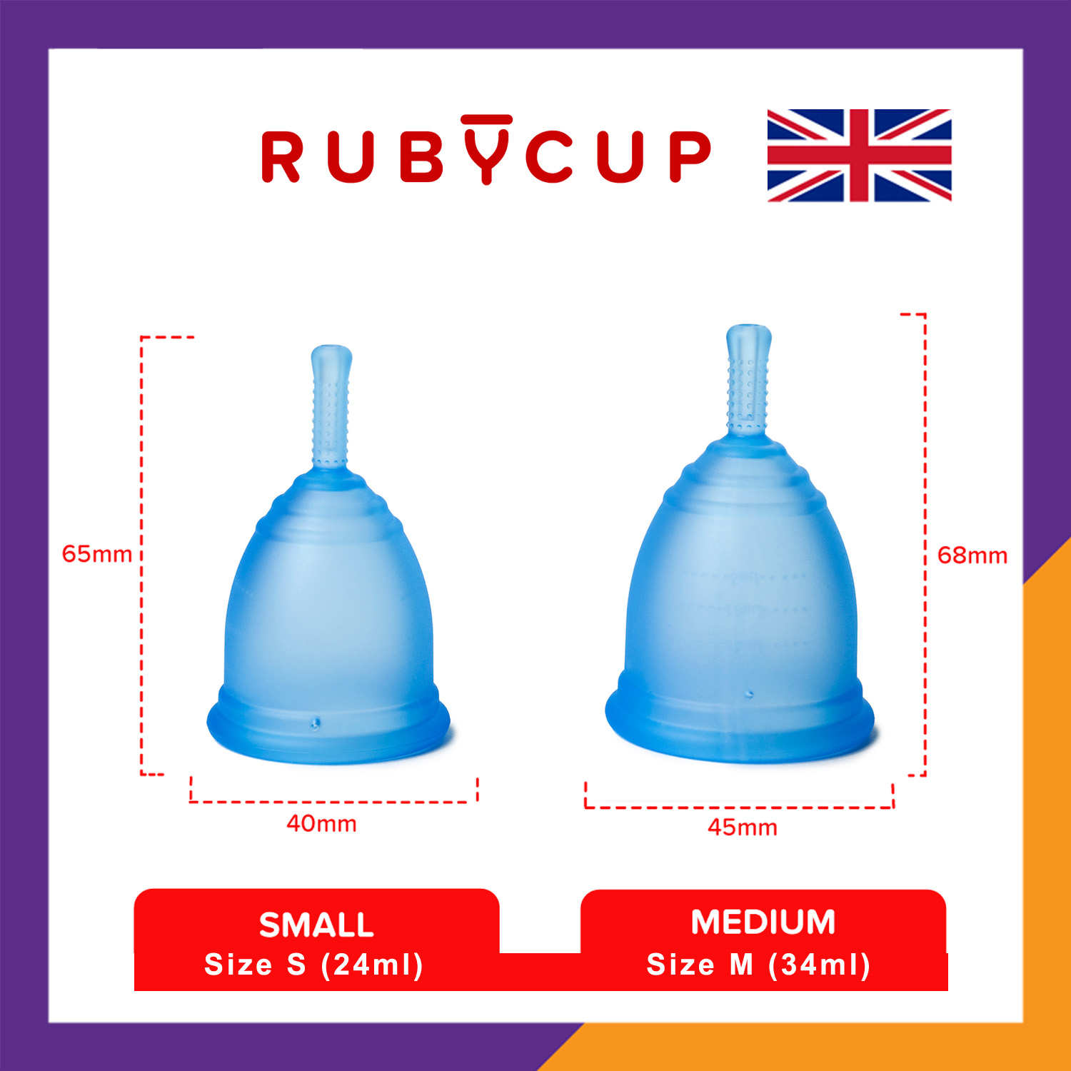 Cốc Nguyệt San Ruby Cup Anh Màu Xanh Size S 24ml - Độ Mềm Phù Hợp Phụ Nữ Việt - Vật liệu 100% Sillicon Y Tế Đạt Tiêu Chuẩn FDA – Hàng Chính Hãng Thương Hiệu Được Yêu Thích Tại Anh Và Hơn 36 Quốc Gia - Ruby Cup Blue