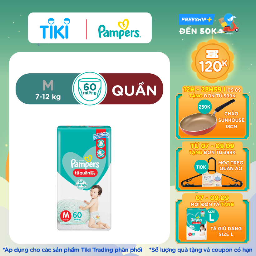 Tã/ Bỉm Quần PAMPERS Giữ Dáng Gói Đại Size M(60 miếng, 7-12kg)/ XL (48 miếng, 12-17kg), Chống Xệ