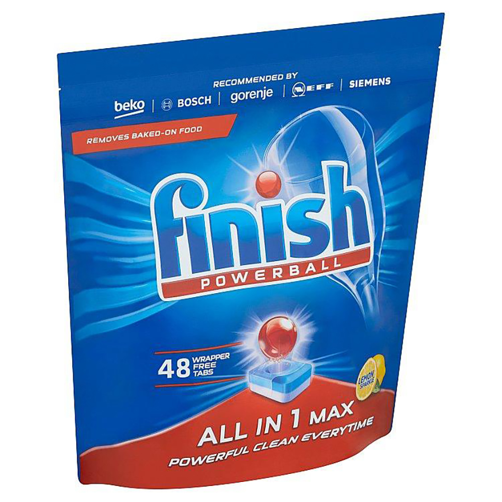 Túi 48 viên rửa chén Finish All In1 Max Dishwasher Tablets Lemon QT09439 - hương chanh