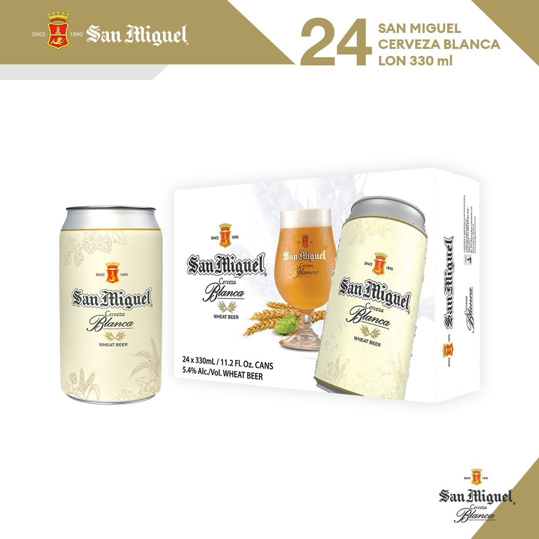 Thùng 24 lon Bia San Miguel Cerveza Blanca 330 ml