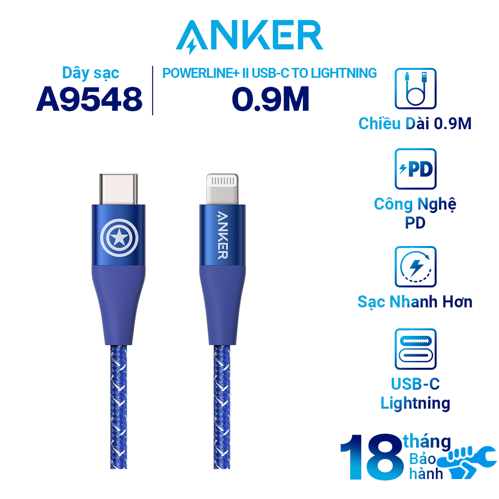 Cáp Sạc ANKER PowerLine+ II USB-C to Lightning - Phiên Bản Marvel - A9551 / A9548 - Hàng Chính Hãng