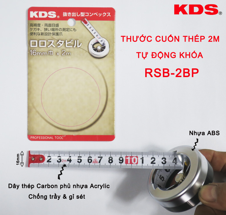 Thước phẳng cuốn thép 2m KDS RSB-2BP (1620)