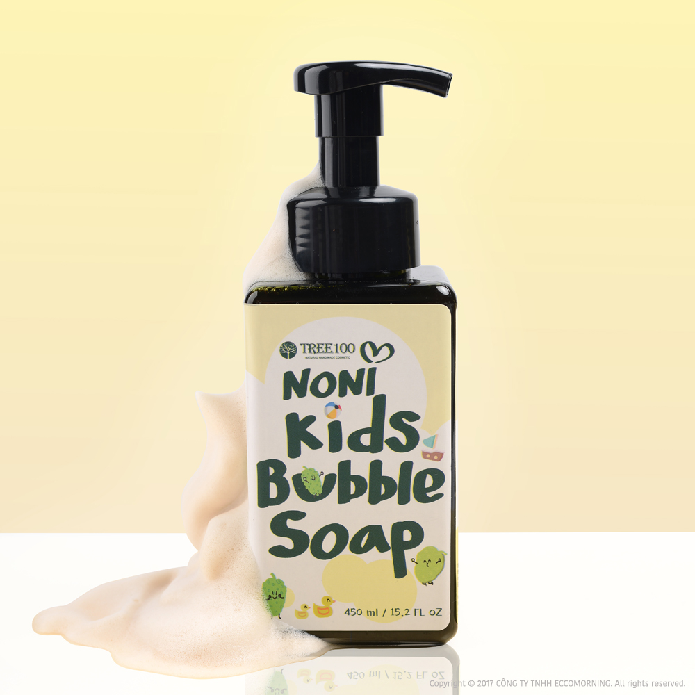 Sữa Tắm Gội Tạo Bọt Cho Bé Tinh Chất Trái Nhàu - TREE100 Noni Kids Bubble Soap 450 ml