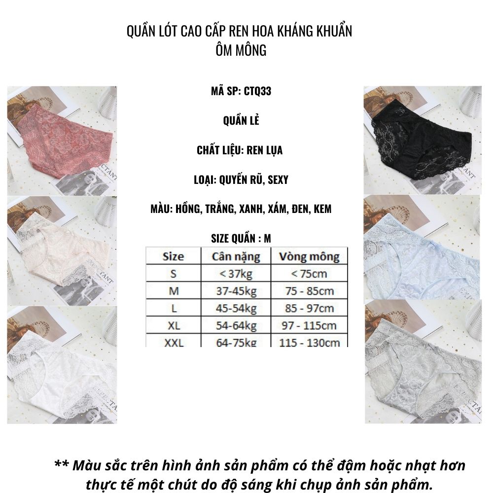 Quần lót cao cấp ren hoa kháng khuẩn ôm mông.