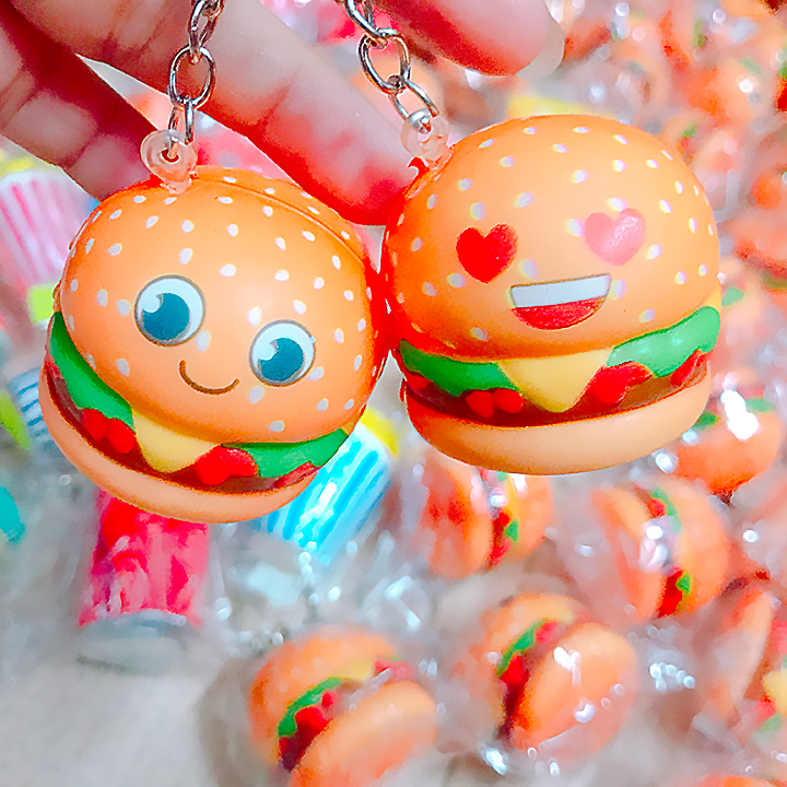 Squishy hambuger mini dạng móc khóa - Giao mặt burger ngẫu nhiên