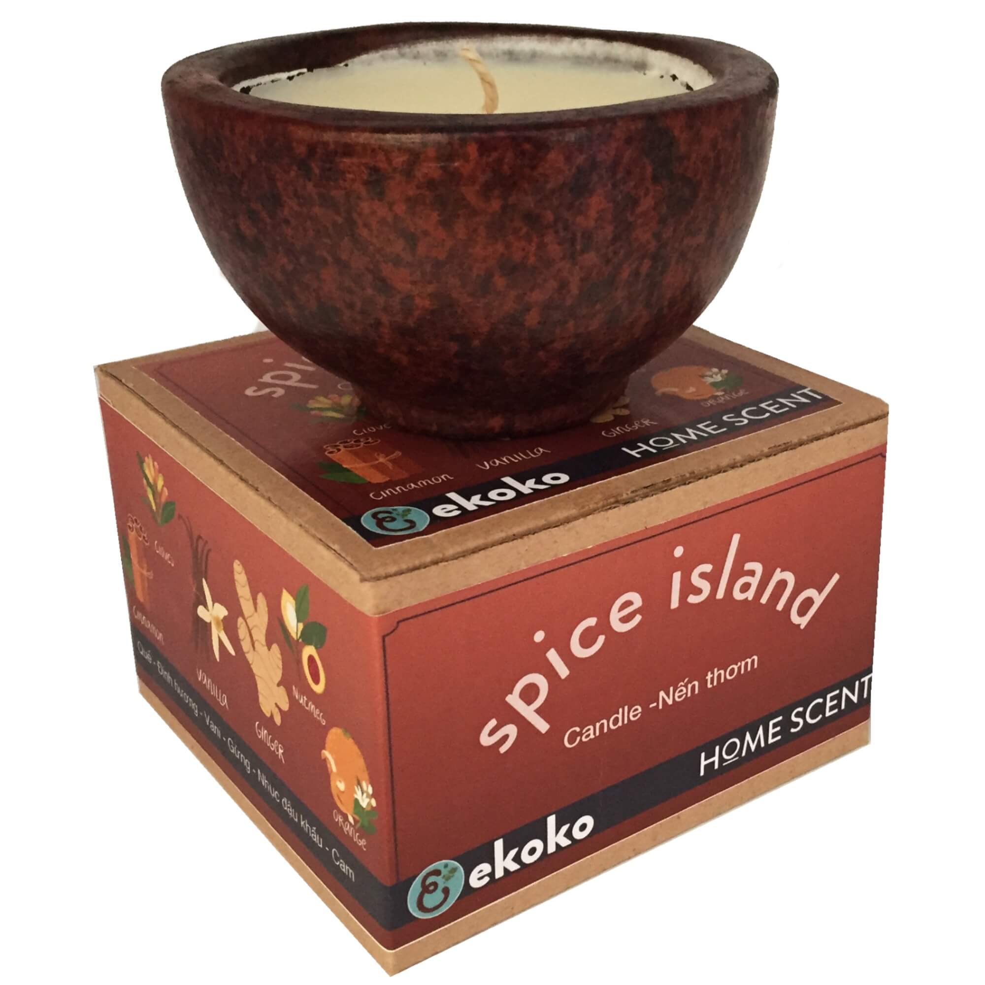 Nến thơm tự nhiên hương thảo mộc Spice Ekoko Aromatheraphy Candle Spice island 150g