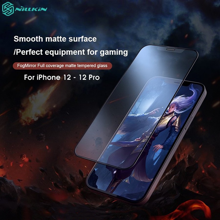 Kính Cường Lực chống vân tay Nillkin Glass FogMirror 2.5D cho Iphone 12/12 Pro (6.1) - 12 Pro Max (6.7) - Hàng Chính Hãng