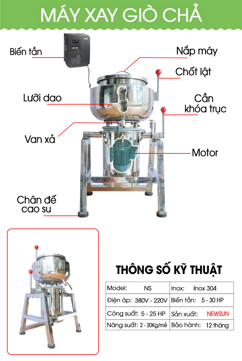 Máy Xay Giò Chả 10Kg/mẻ