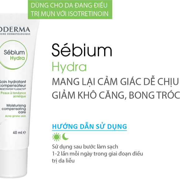 Kem Dưỡng Ẩm Bioderma Sébium Hydra Dành Cho Da Dầu Nhờn Mụn Giúp Nuôi Dưỡng, Làm Dụi Và Phục Hồi Cho Da 40ml + Tặng Kèm 1 Móc Khóa Hình Tour Eiffel Viền Đỏ