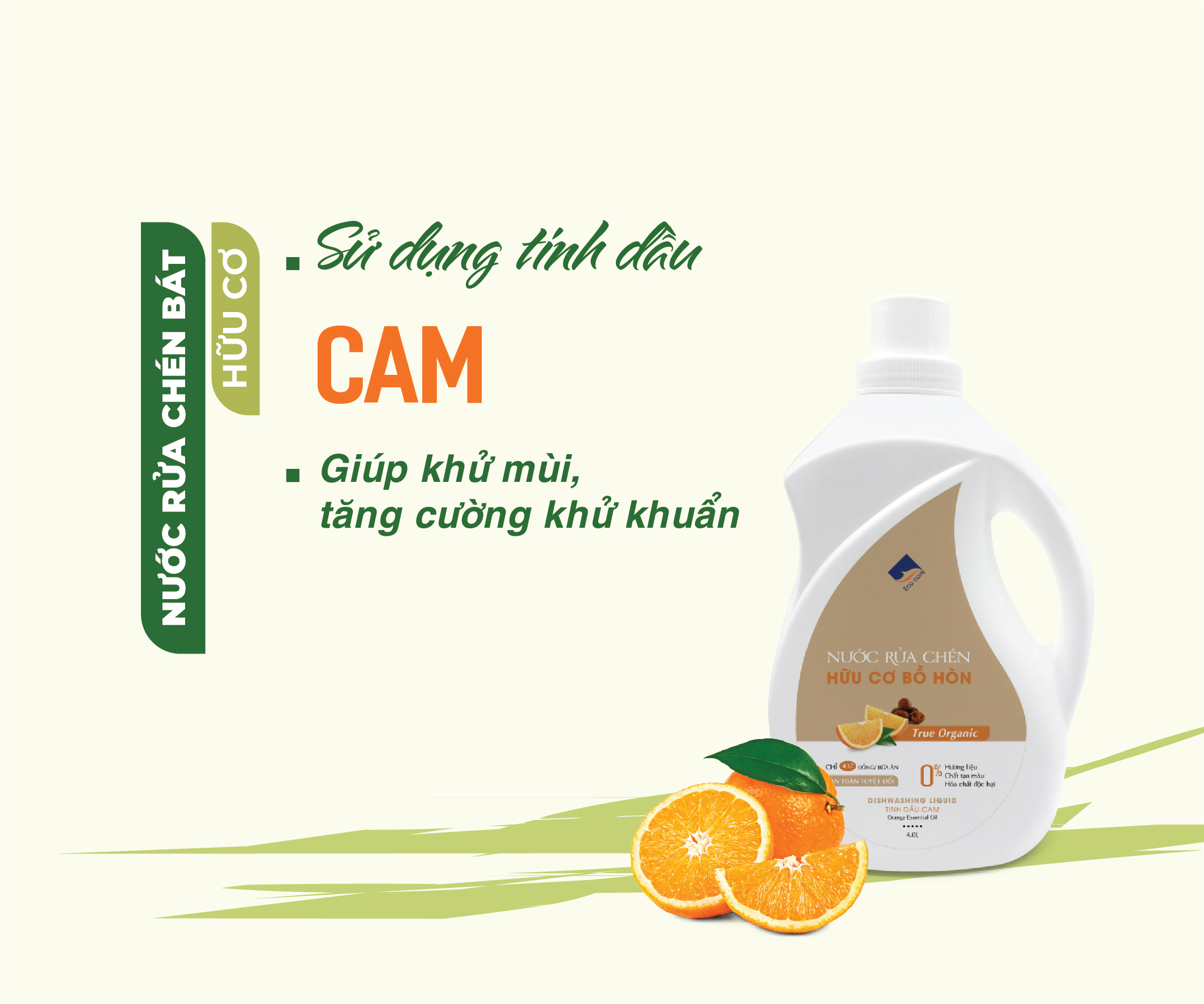 Nước Rửa Chén Hữu Cơ Bồ Hòn Và Tinh Dầu cam 500ml thương hiệu Ecocare