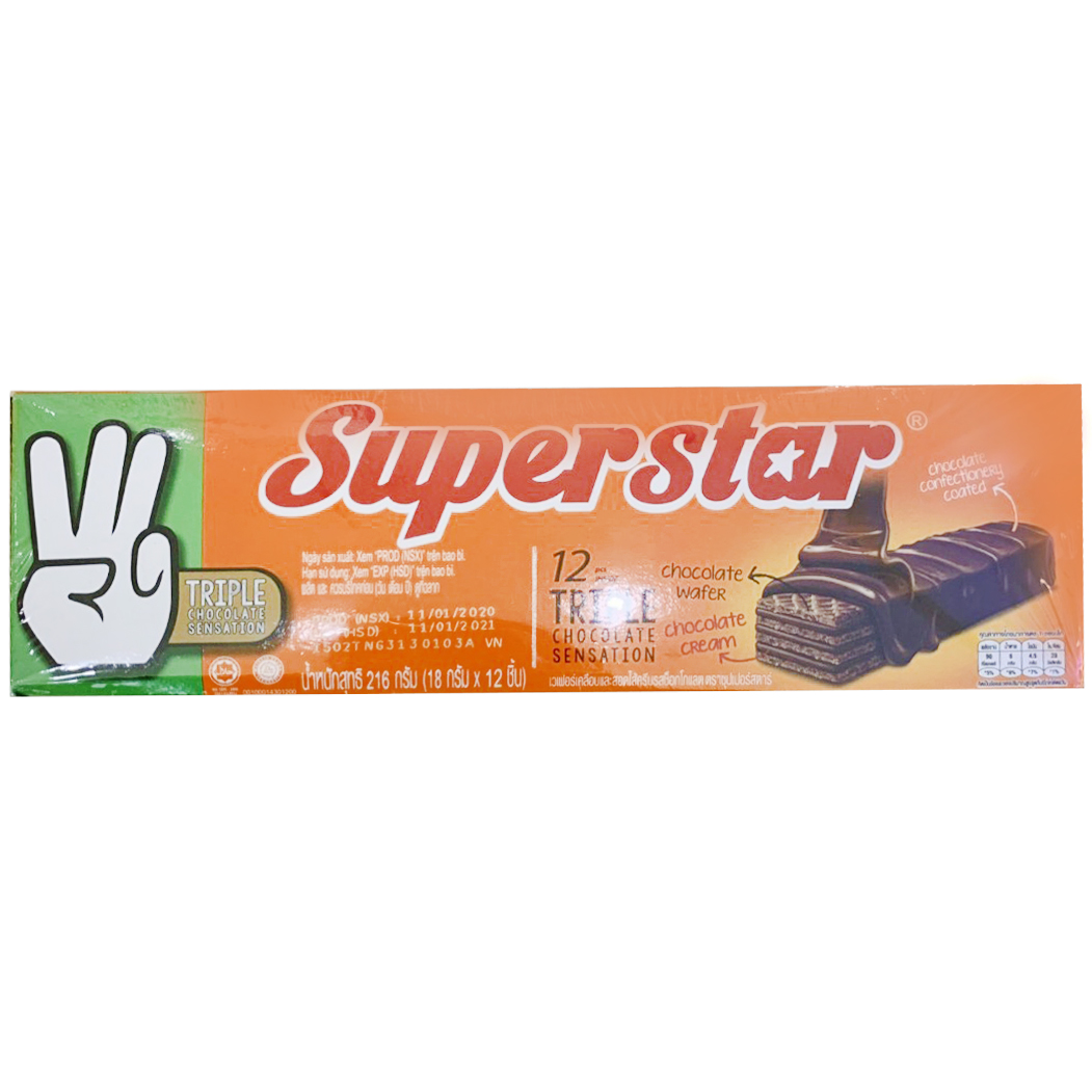 Bánh Xốp Socola Super star 12 x18g