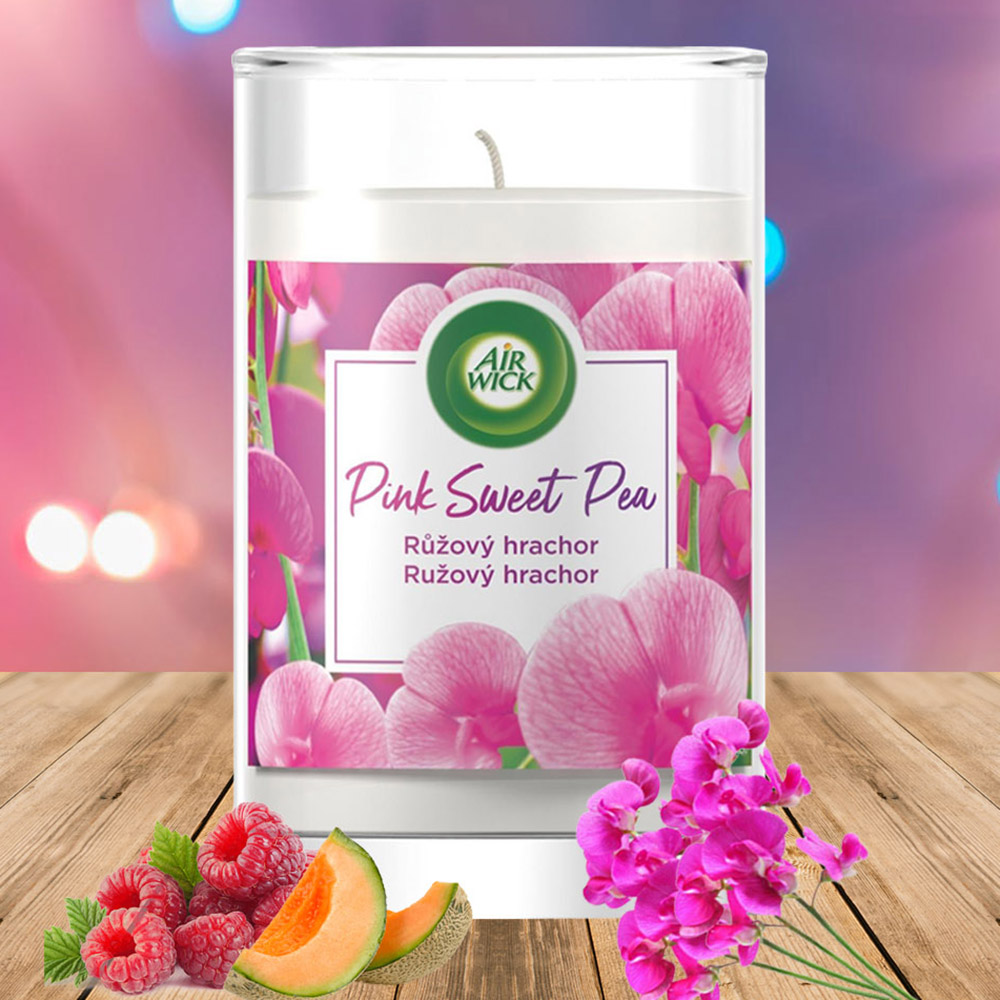 Ly nến thơm tinh dầu Air Wick Pink Sweet Pea 310g XXL QT06524 - hoa đậu Hà Lan