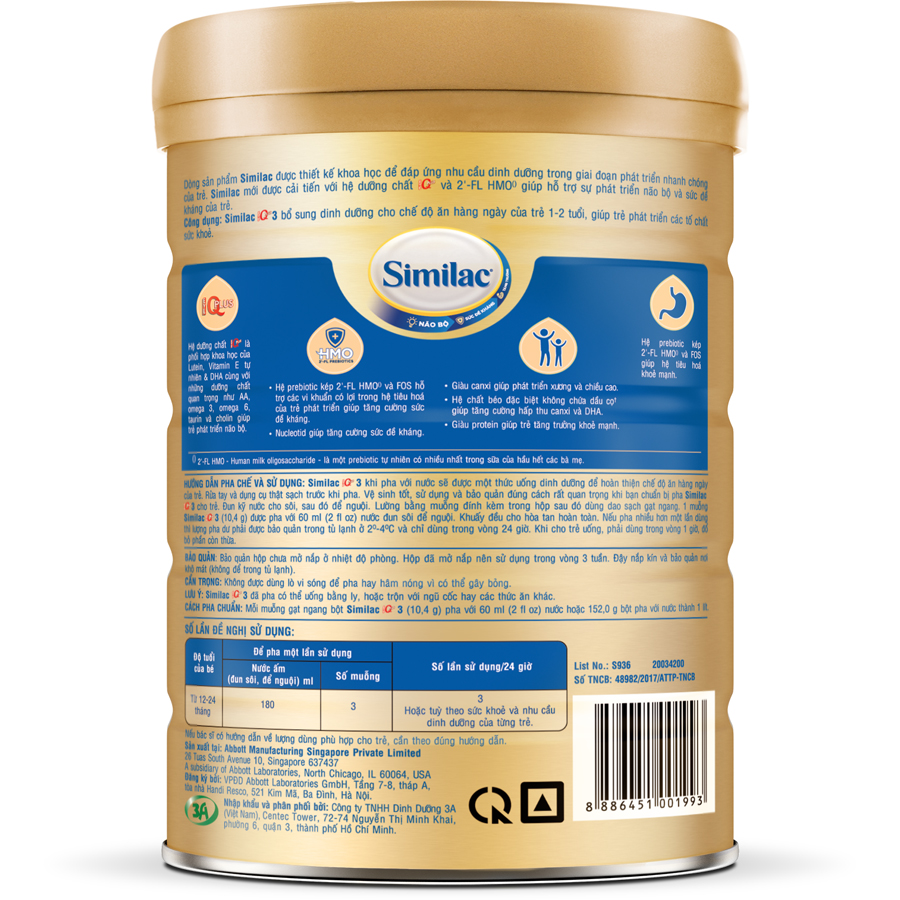 Sữa Bột Abbott Similac 3 900g