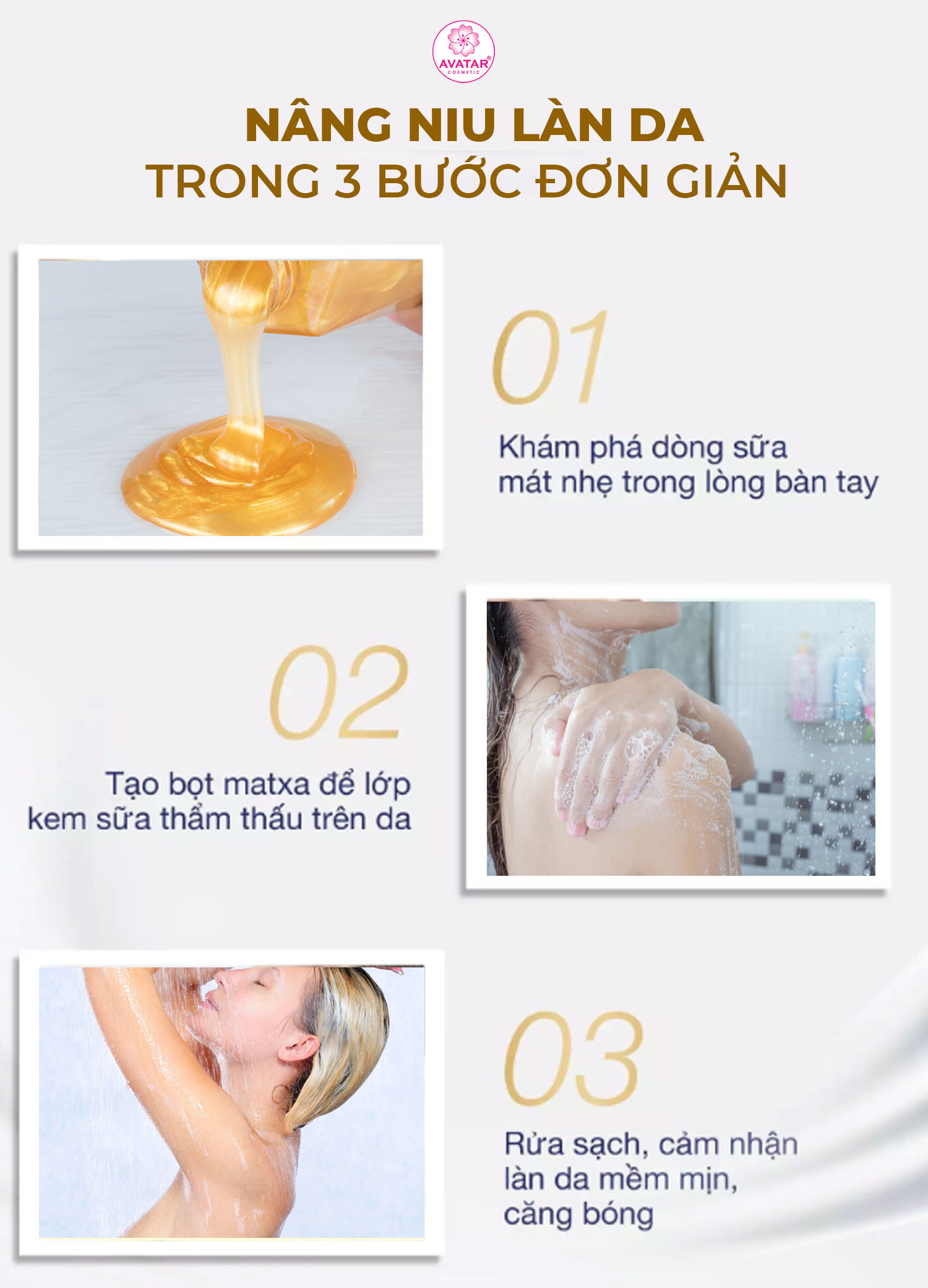 Sữa tắm Hoàng Kim Nano Avatar 350ml - giảm thiểu hắc tố cho làn da sáng đều màu (thích hợp cho cả gia đình)