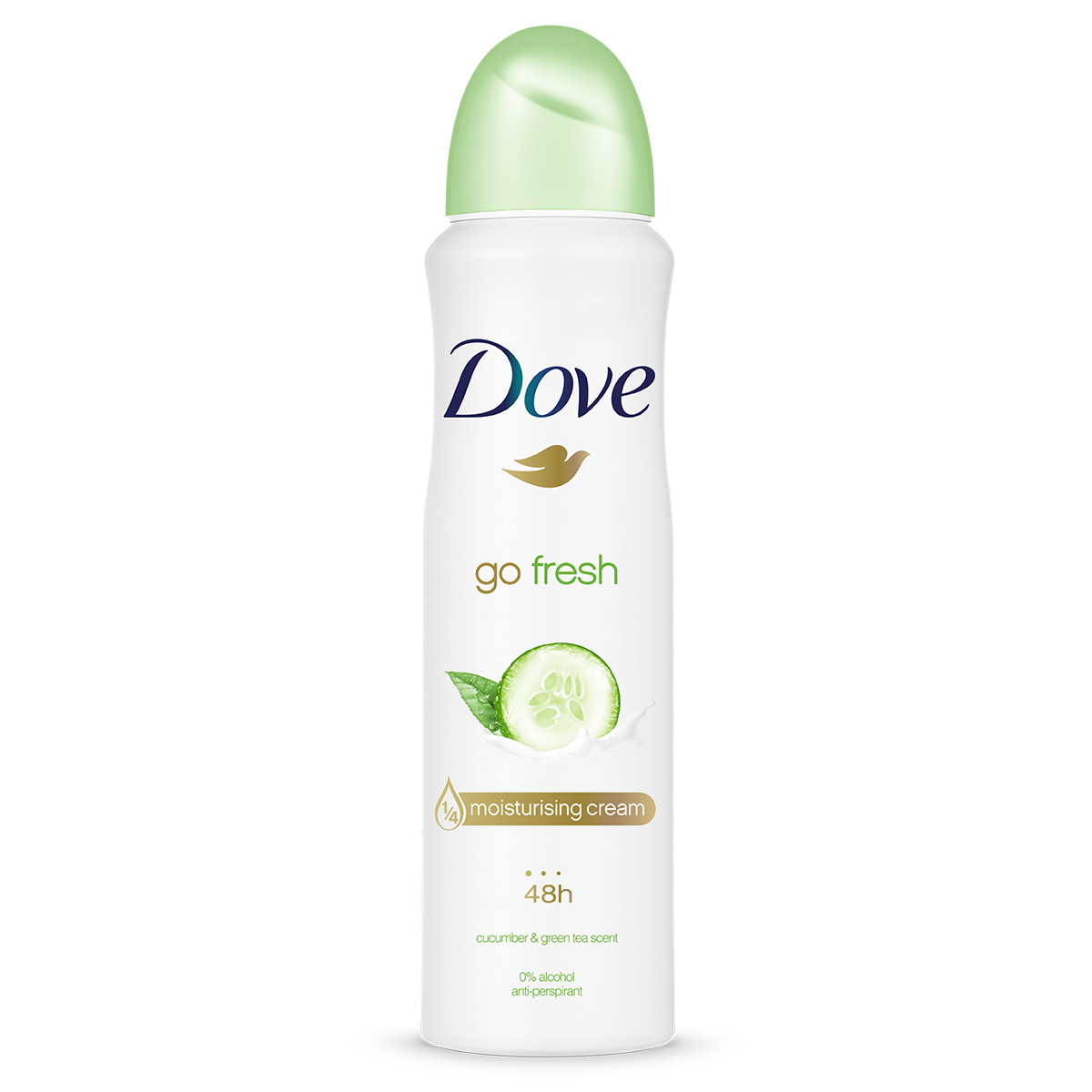 Xịt Khử Mùi Dove Go Fresh Dưỡng Da Sáng Mịn - Dưa Leo &amp; Trà Xanh (150ml)