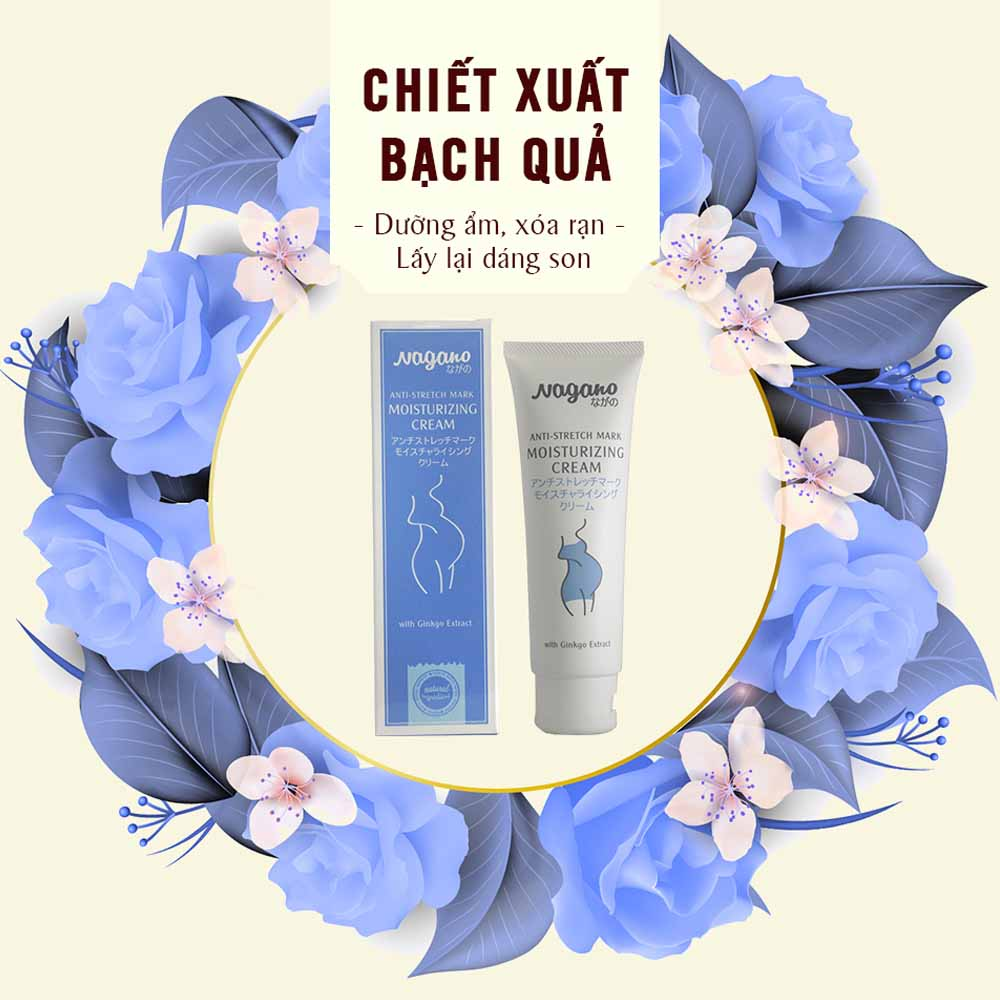 Kem Chống Rạn Da Nagano Japan 100ml - Anti-Stretch Mark Moisturizing Cream Nagano - Ngăn ngừa và làm giảm vết rạn da trong thai kỳ và sau khi sinh, do béo phì