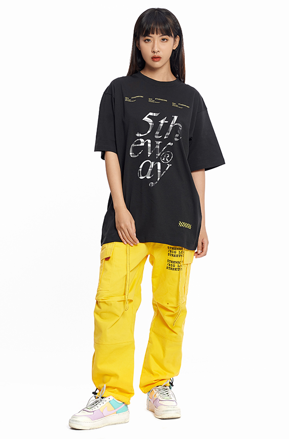 Áo Thun 5THEWAY Tay Ngắn Đen Form Mới aka 5THEWAY /vintage flannel/ NEW TEE in BLACK
