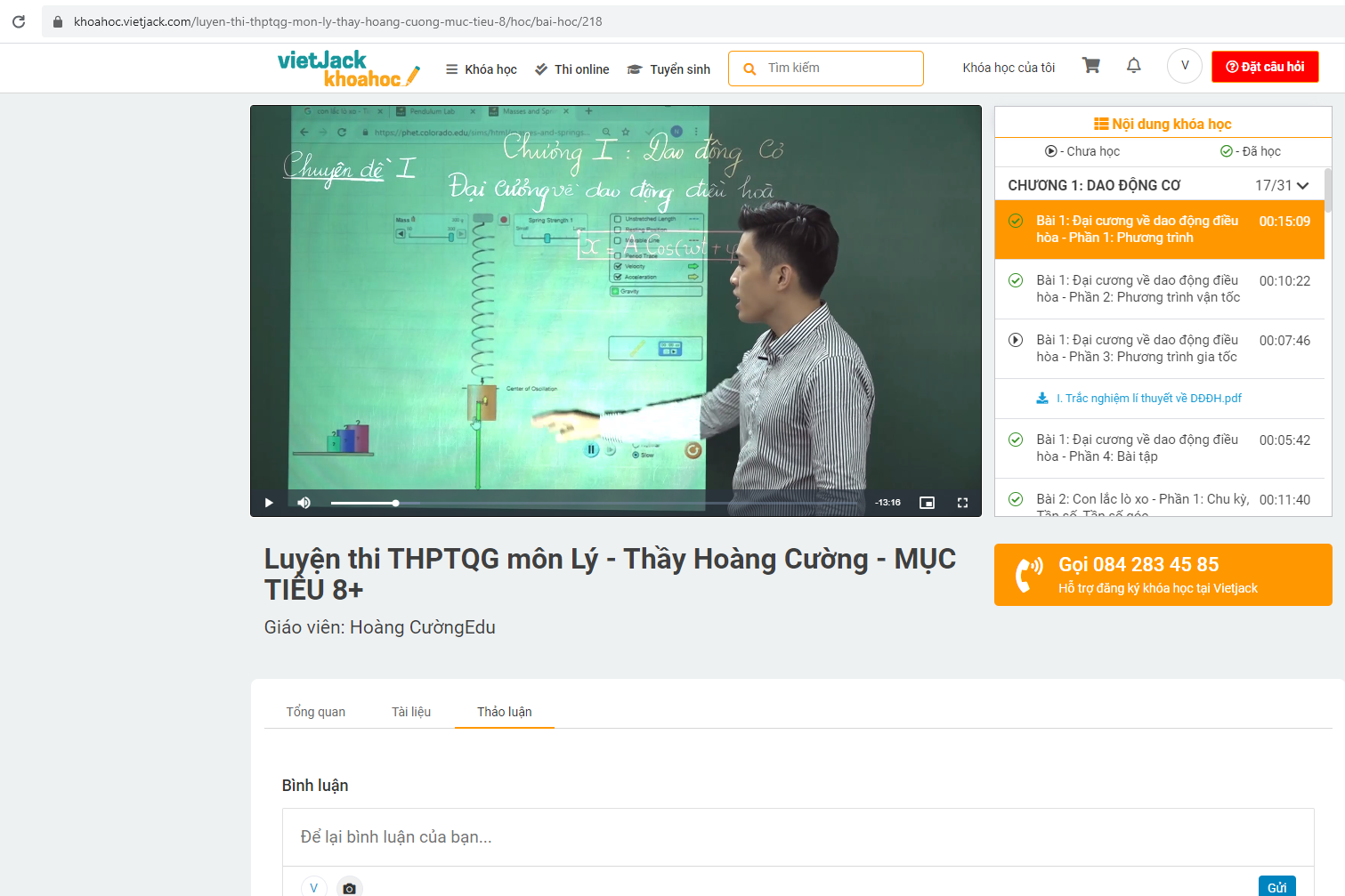 Luyện thi THPTQG môn Lý - Thầy Hoàng Cường - MỤC TIÊU 8+
