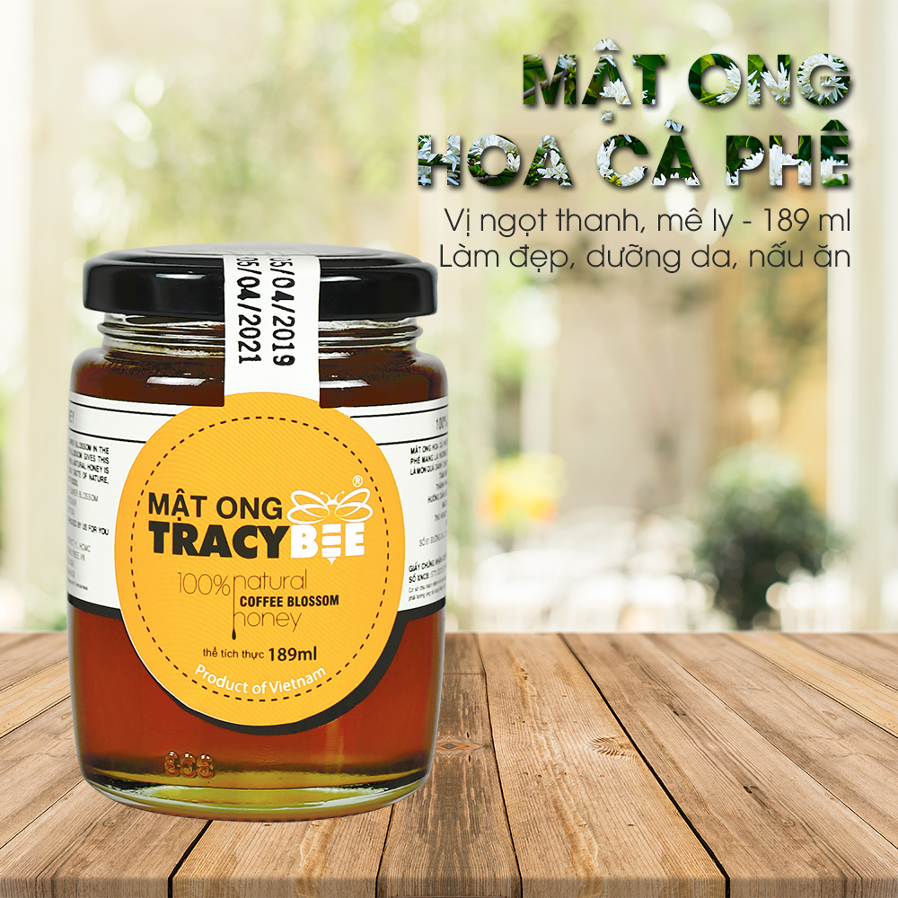 Combo 1 lọ mật ong hoa cafe 189 ml + 1 lọ phấn hoa sạch 230gr hiệu Tracybee
