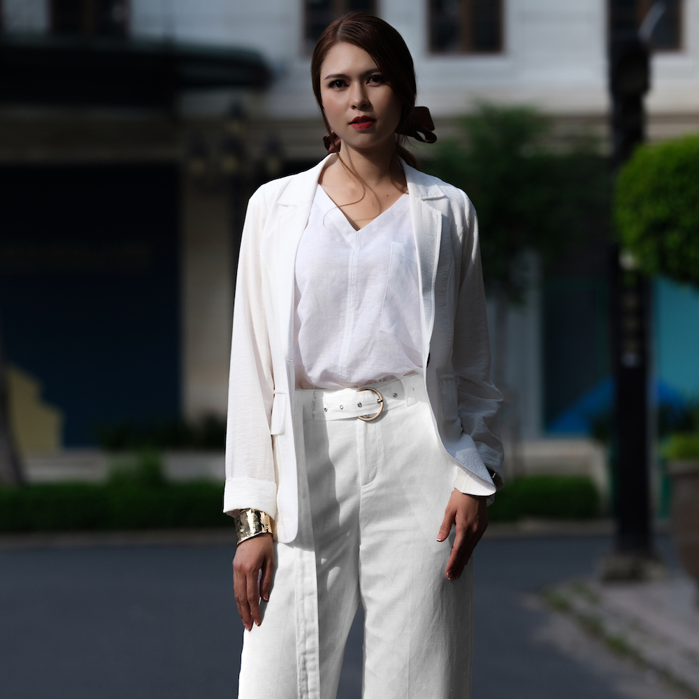 Áo Khoác Blazer Hity TOP125 Linen (Trắng Kim Cương