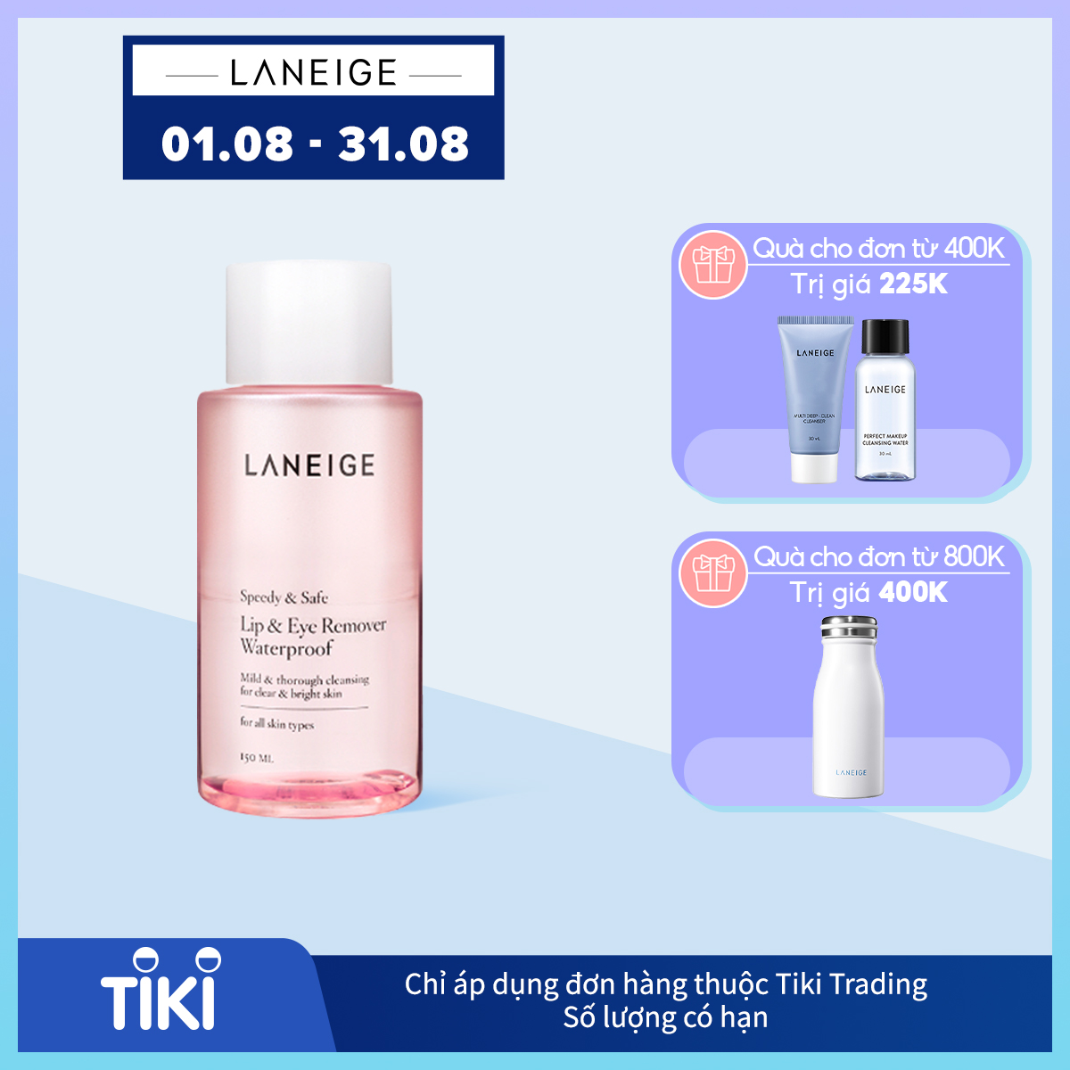 Nước tẩy trang dành cho mắt và môi Laneige Lip &amp; Eye Remover Waterproof 150ml