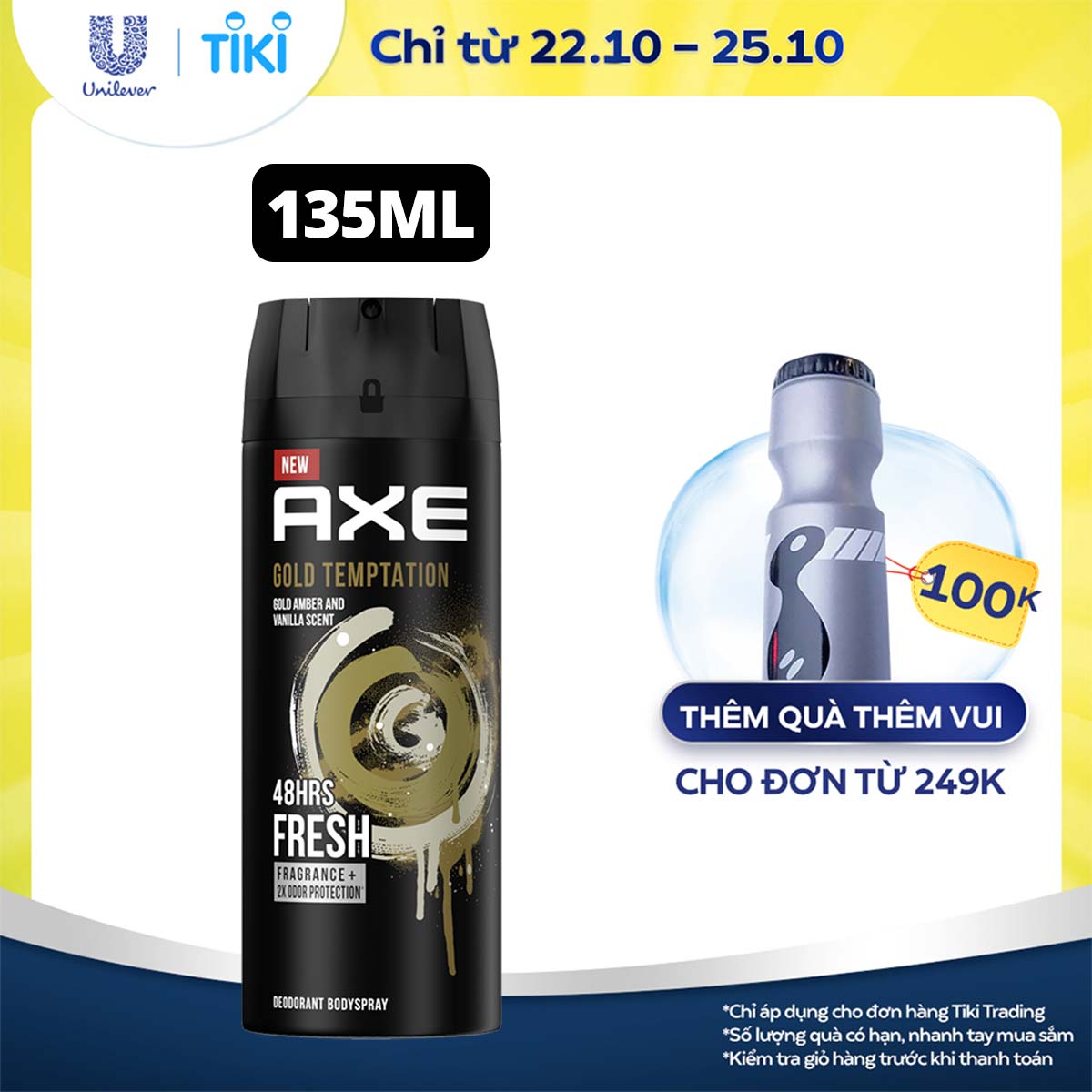 Xịt khử mùi toàn thân Axe Gold Temptation (150ml)