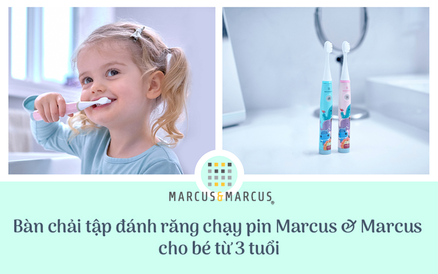 Bàn chải đánh răng chạy pin cho bé Marcus &amp; Marcus, từ 3 tuổi - Hồng
