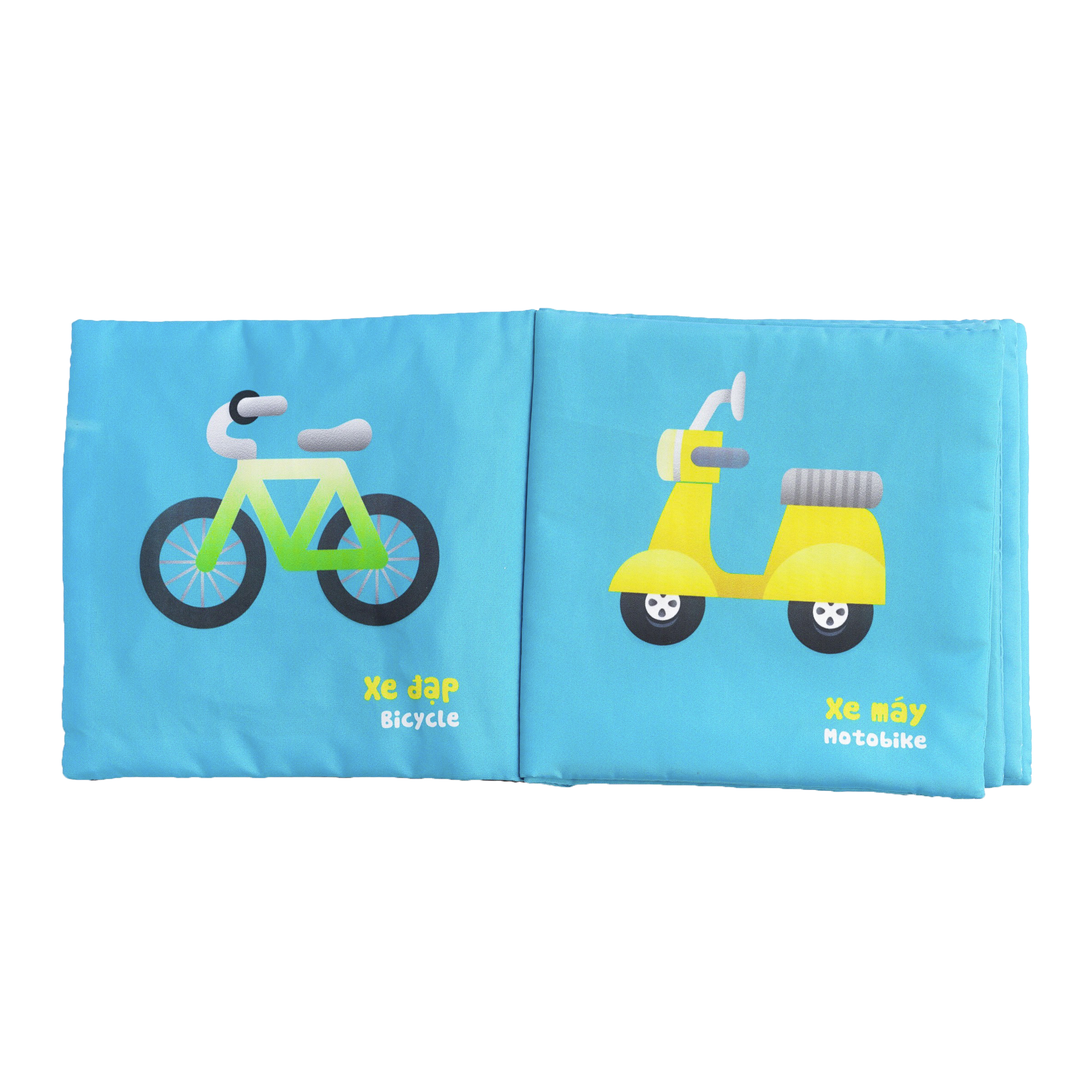 Combo 2 cuốn sách vải song ngữ Lalala baby chủ đề Động vật và Phương tiện giao thông
