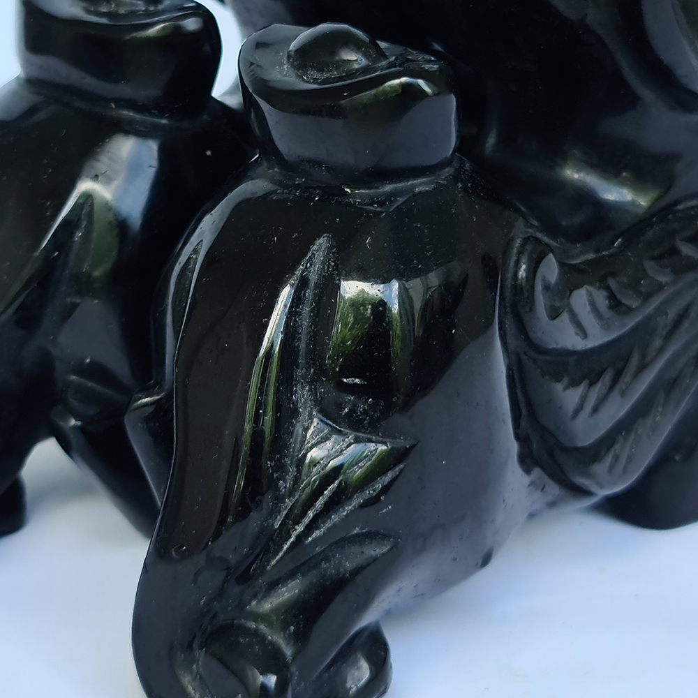 Cặp Tỳ Hưu Đá Núi Lửa Obsidian Đen - Mx - Hợp Mệnh Mộc, Thuỷ