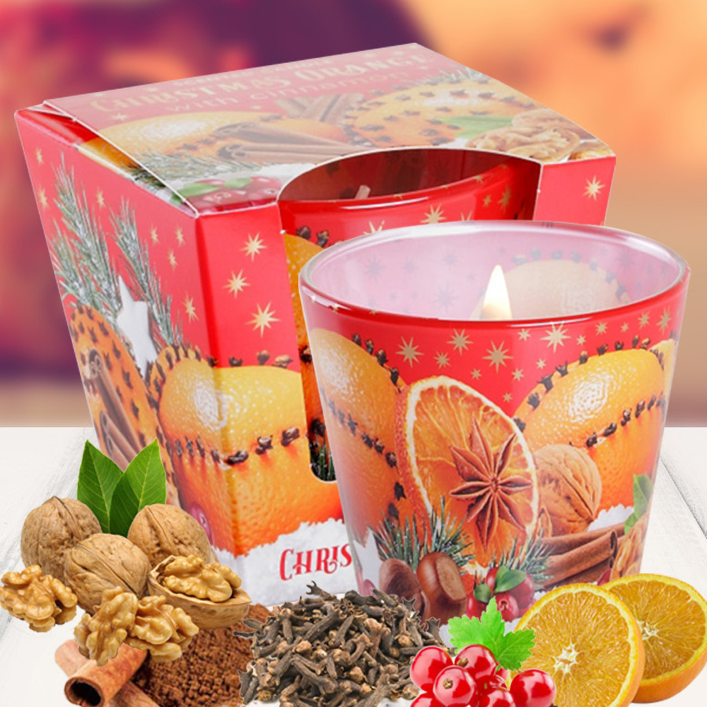 Ly nến thơm tinh dầu Bartek Christmas Orange 115g QT06455 - cam, quế, đinh hương (giao mẫu ngẫu nhiên)