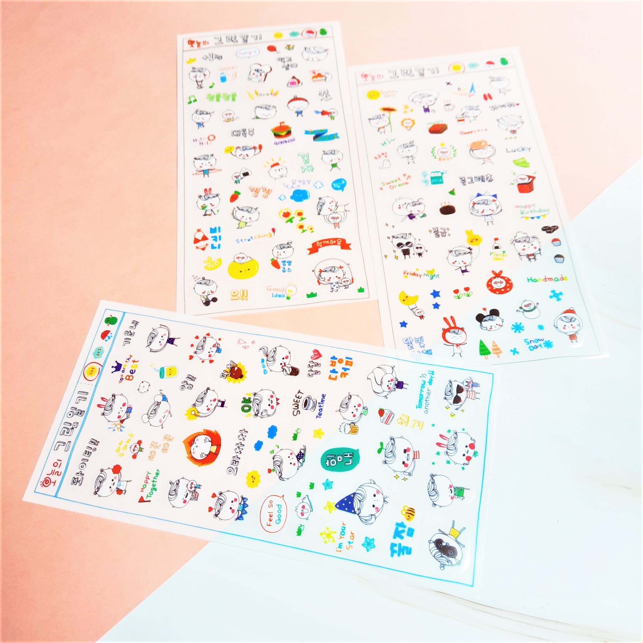 Combo 2 Bộ 6 Tấm Sticker Trang Trí Nhật Ký Tóc Xoăn Và Vanilla