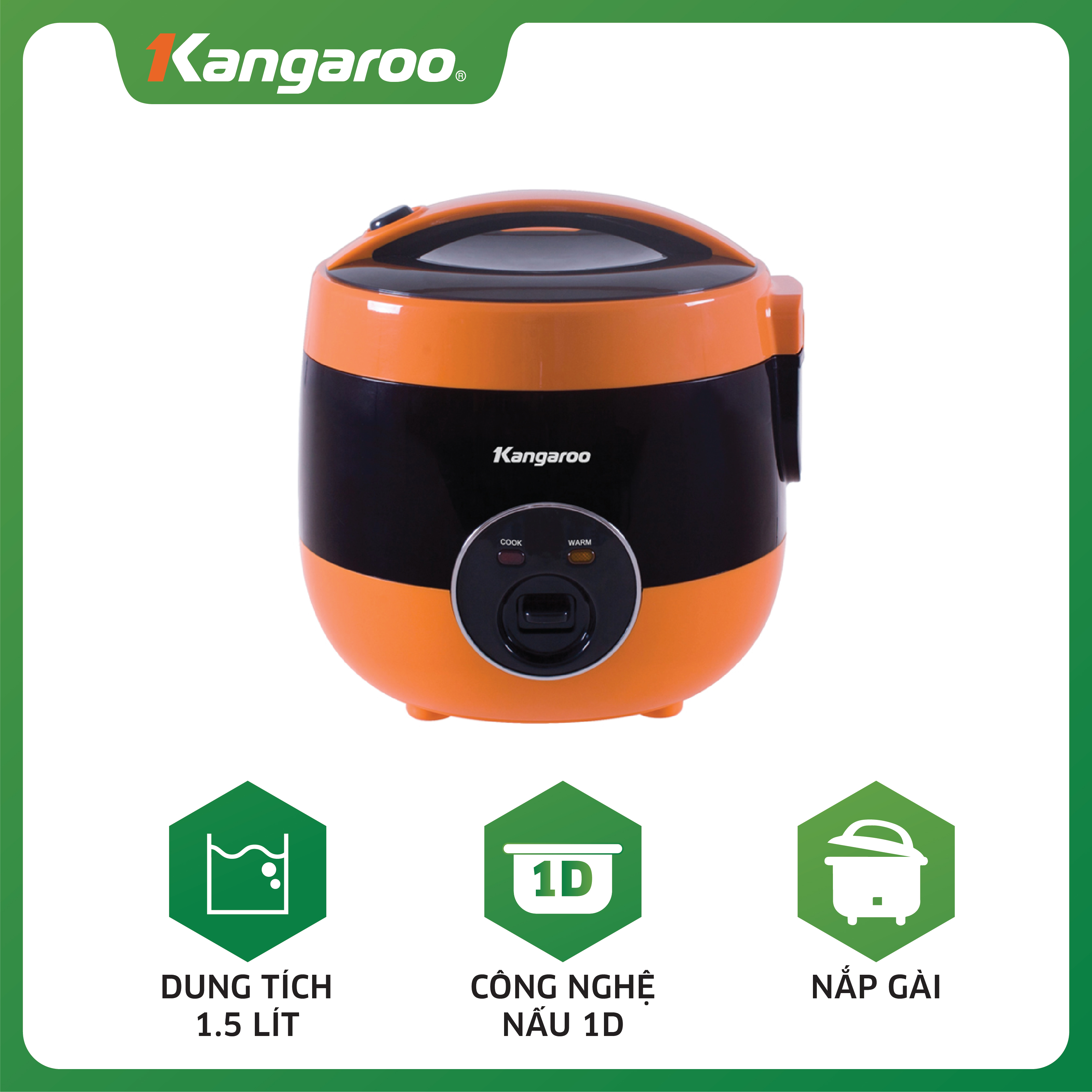 Nồi Cơm Điện 1.5L Kangaroo KG825 - Hàng chính hãng