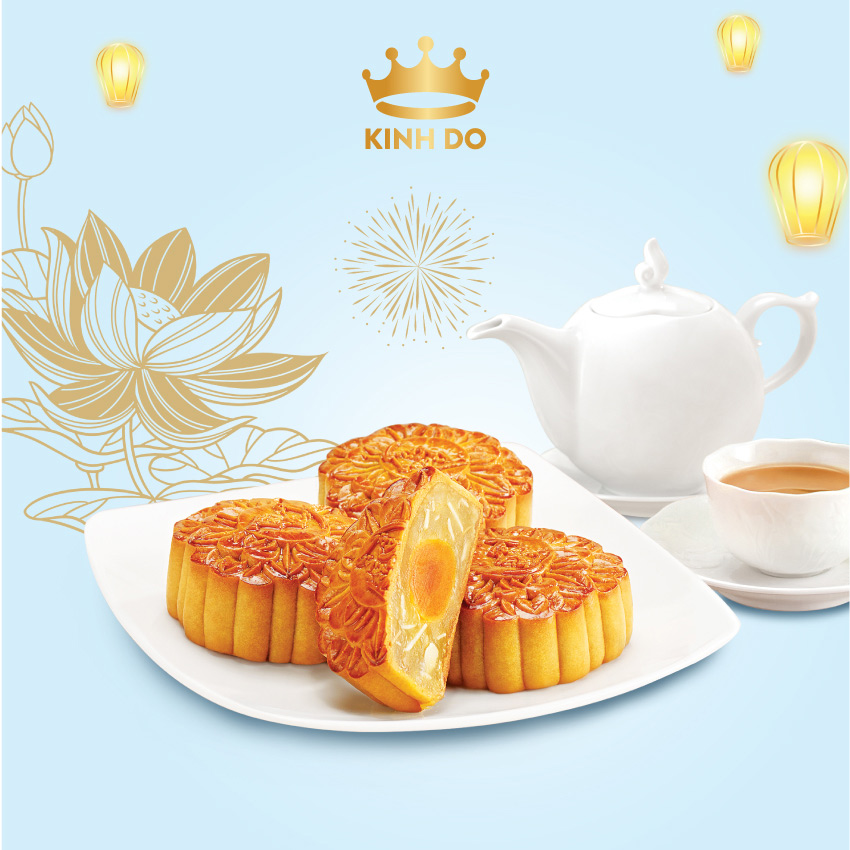 Hộp bánh trung thu Kinh Đô cao cấp - Trăng Vàng Hồng Ngọc An Bình (4 Bánh x 160gr)