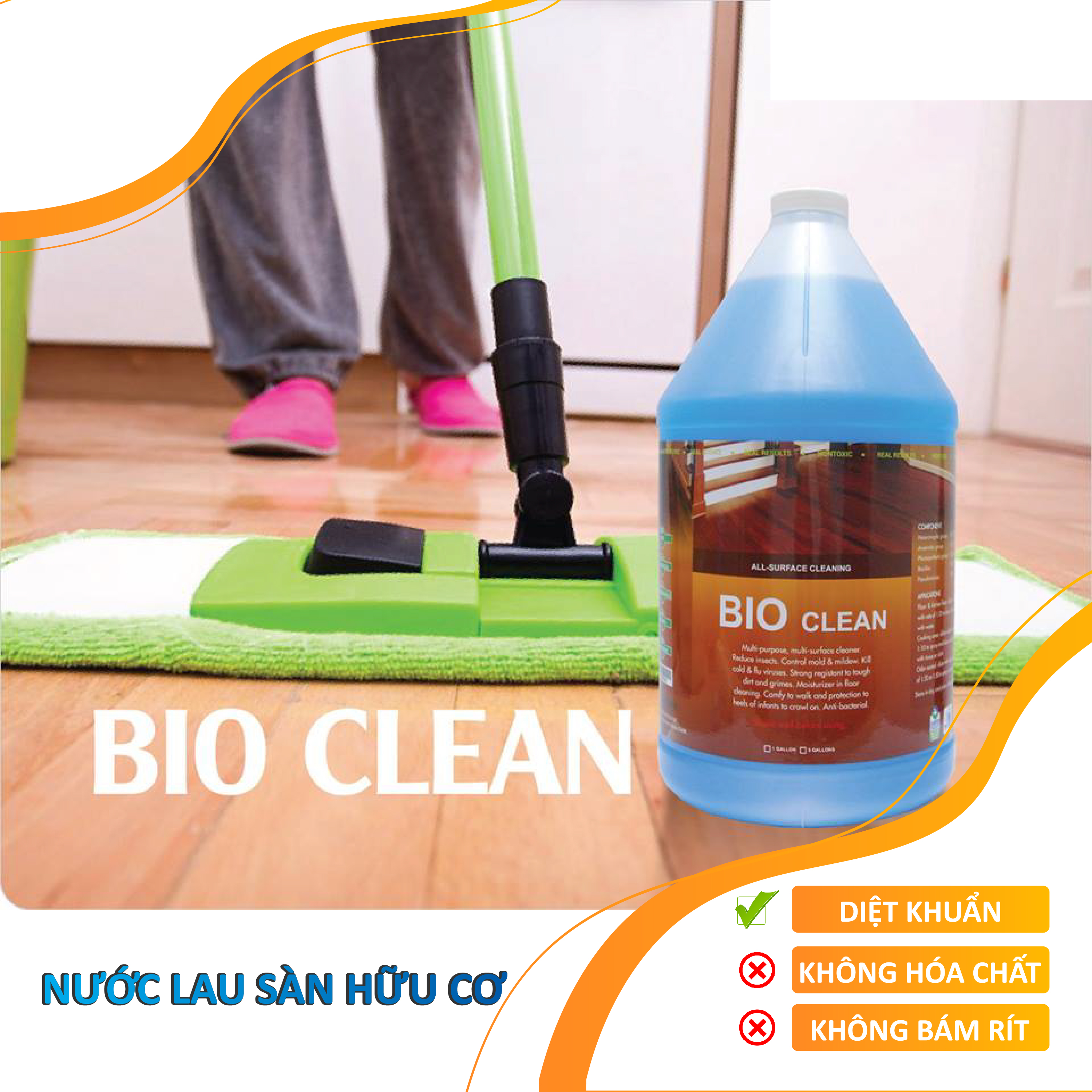 Nước Lau Sàn, Khử Mùi Sinh Học Hữu Cơ BIO CLEAN (Chai 2 lít)