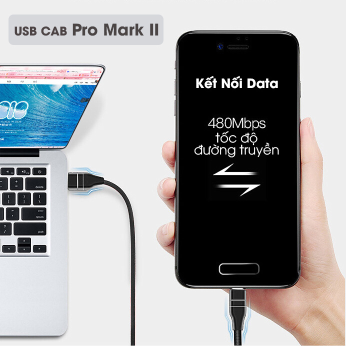 Dây Cáp Sạc Điện Thoại USB Cab Lightning Pro Mark II Chống Rối, Chống Đứt Bền Bỉ DT027