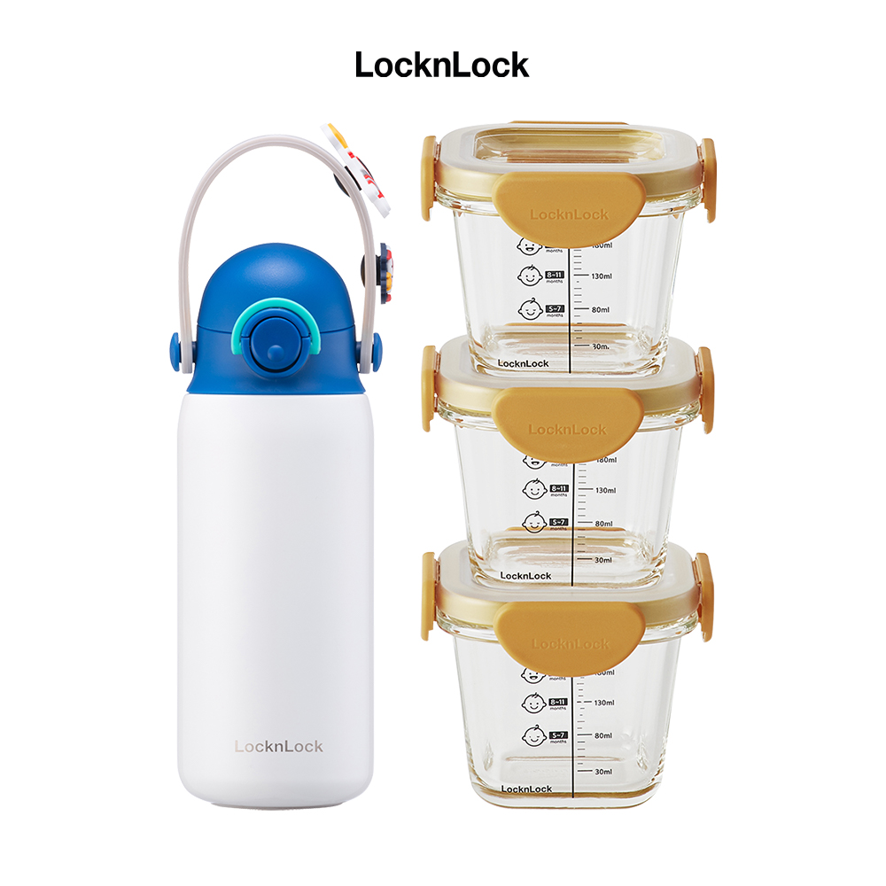 Combo Bình giữ nhiệt + Hộp đựng thức ăn cho bé Lock&Lock LHC3283 + LLG510S3