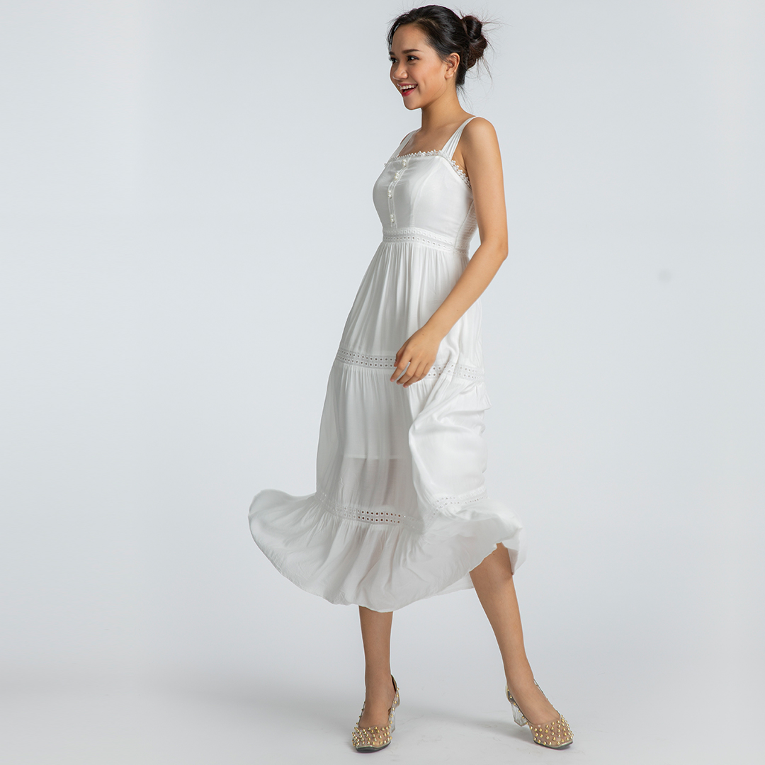 Đầm Maxi Đầm Đi Biển Đầm Trắng Cao Cấp Thời trang thiết kế Hity DRE092