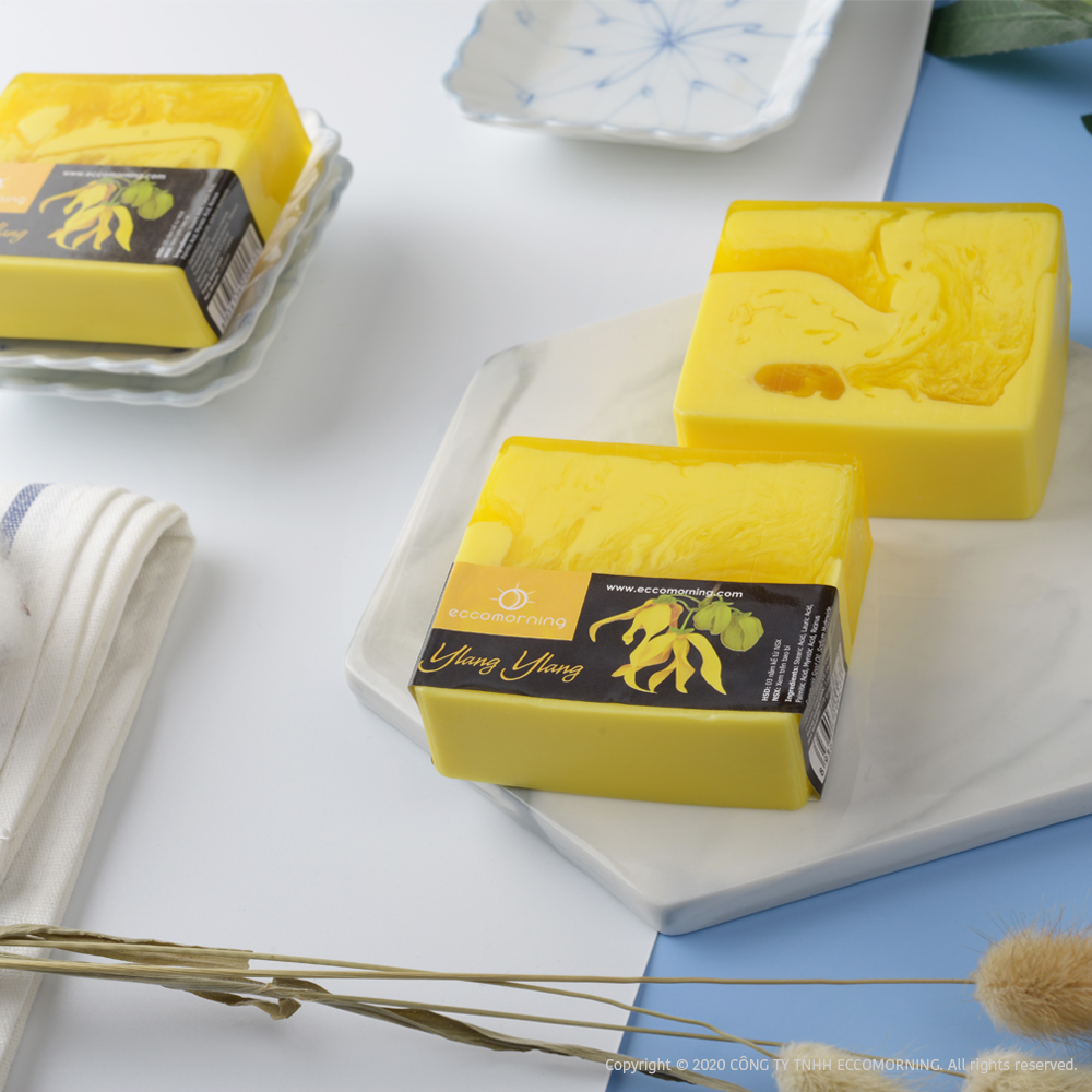 Xà Bông Thiên Nhiên Handmade eccomorning Hình Vuông Hương Ngọc Lan Tây – Ylang Ylang Soap
