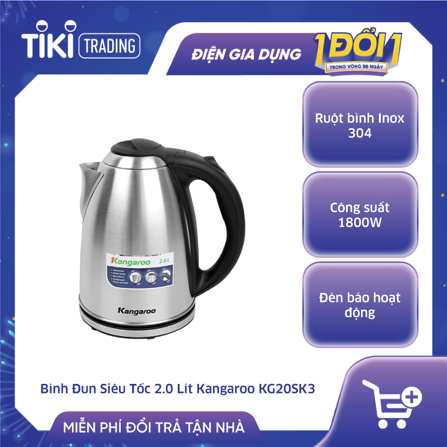 Hình ảnh Bình Đun Siêu Tốc Kangaroo KG20SK3 (2.0 Lít) - Hàng Chính Hãng