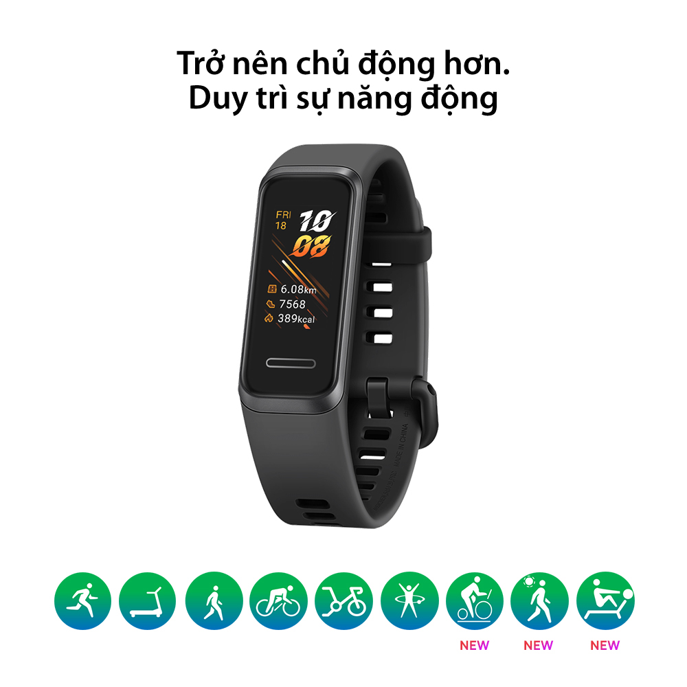 Vòng Đeo Tay Thông Minh Huawei Band 4 | Thiết Kế Trẻ Trung, Trải Nghiệm Hoàn Hảo | Mặt Đồng Hồ Sáng Tạo | Sạc Dễ Dàng, Dùng Lâu Hơn | Phát Hiện Bão Hòa Oxy | Theo Dõi Nhịp Tim Thông Minh | Hàng Chính Hãng - Đen Khói