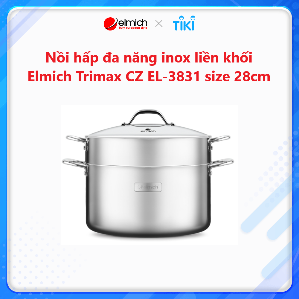 Nồi hấp đa năng Inox liền khối Elmich Trimax Cz EL-3831 size 28cm